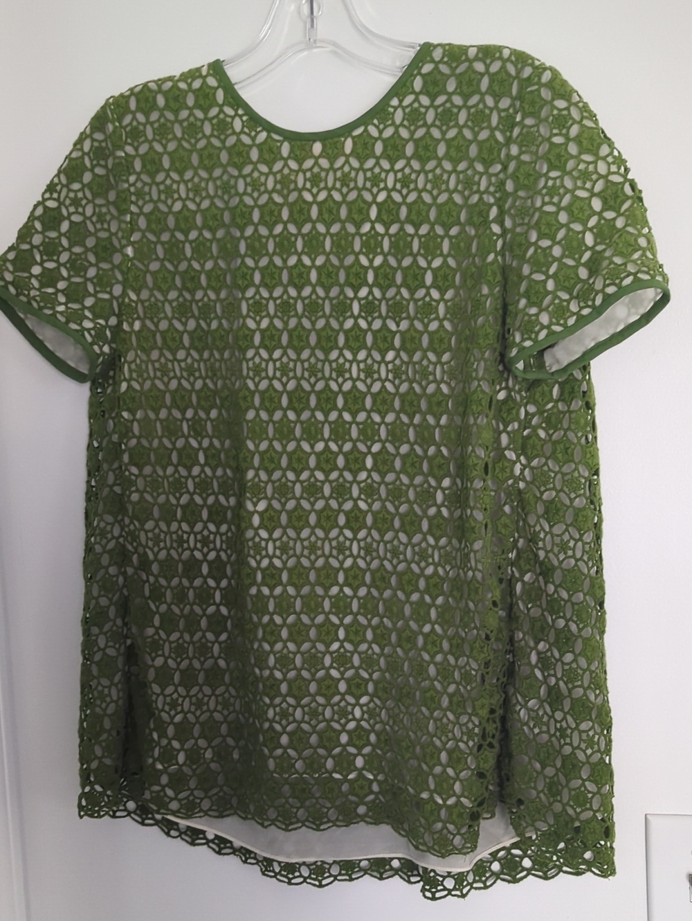 Tory Burch Olive Green Lace Overlay Blouse